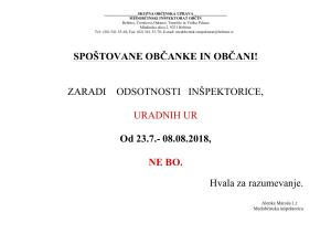 Obvestilo Medobčinskega inšpektorata